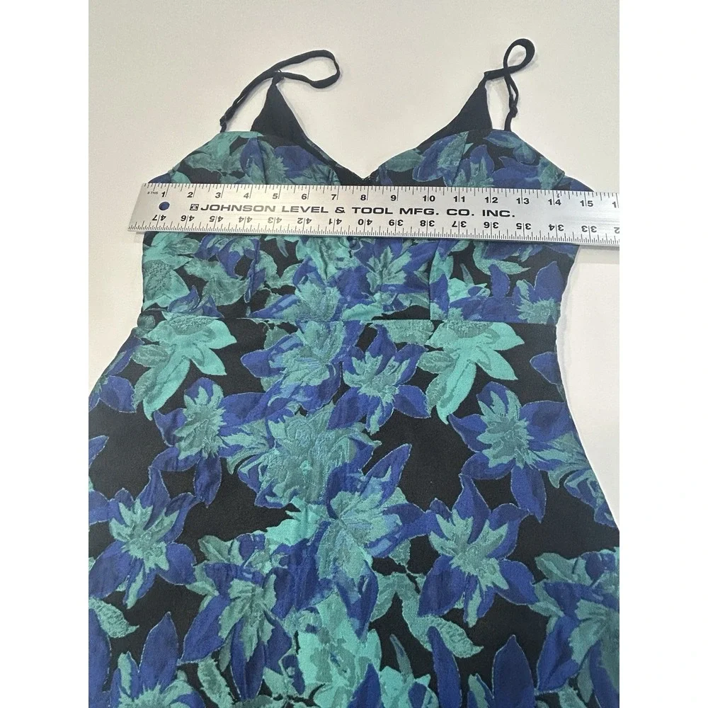 Lulus Ready For Festivities Blue Multi Floral Jaquard Mini Dress Size XS